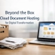 A laptop displaying cloud document hosting next to a pile of paperwork.
